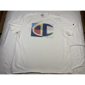 Champion Mens Heritage Patchwork Big C Logo Graphic T-Shirt White 3XL